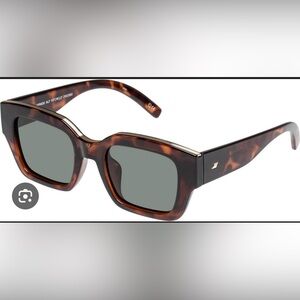 Le Specs Tortoiseshell Hypnos Alt Fit Square Sunglasses with Dark Green Lenses